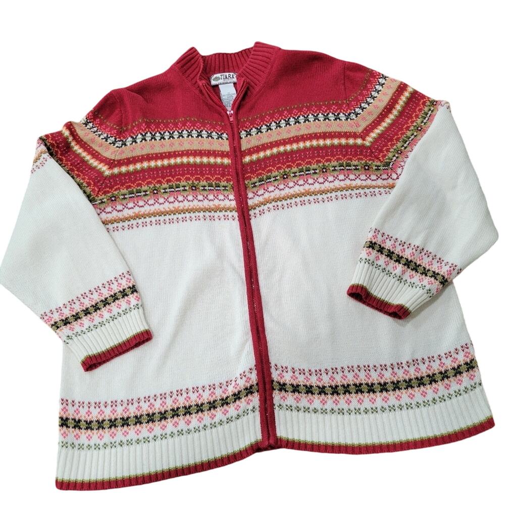 Vintage Tiara  Woman Zip Front Cardigan Sweater Size 1X